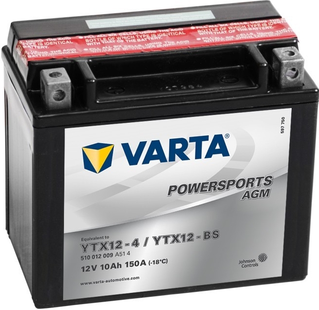 Varta YTX12-BS, 510012 12V 10Ah motobaterie