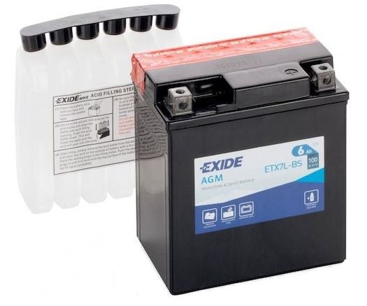 EXIDE YTX7L-BS 12V 6Ah 100A Maintenance Free motobaterie