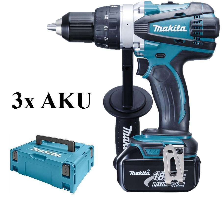MAKITA DDF458RF3J aku vrtačka 18V + 3x aku + systainer