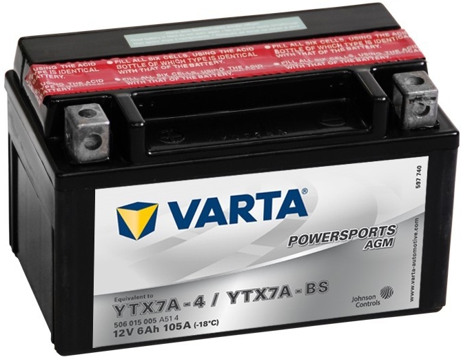 Varta YTX7A-BS, 506015 12V 6Ah motobaterie