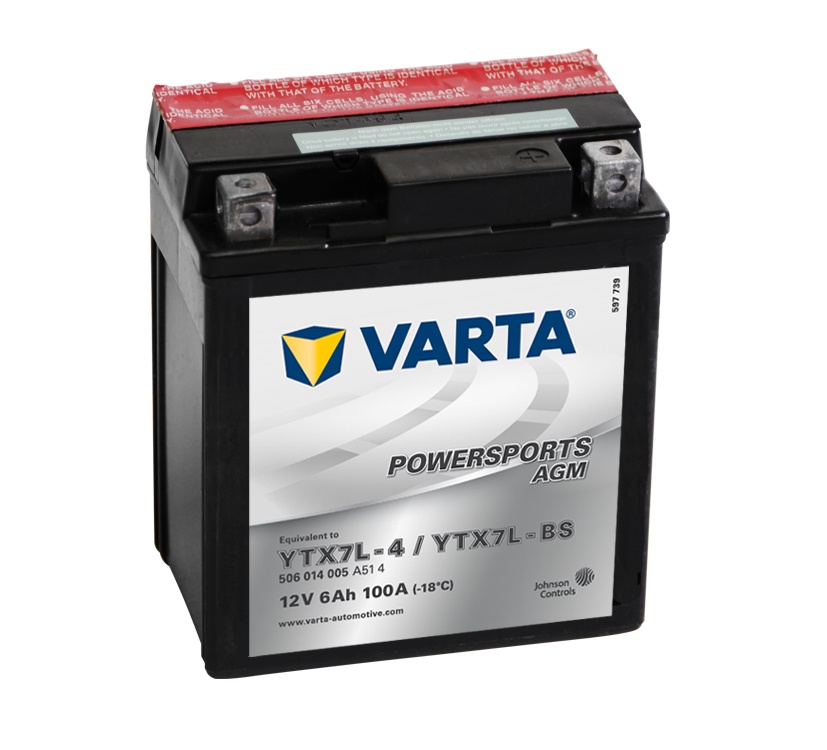 VARTA 12V 6Ah 100A YTX7L-BS, 506014 motobaterie