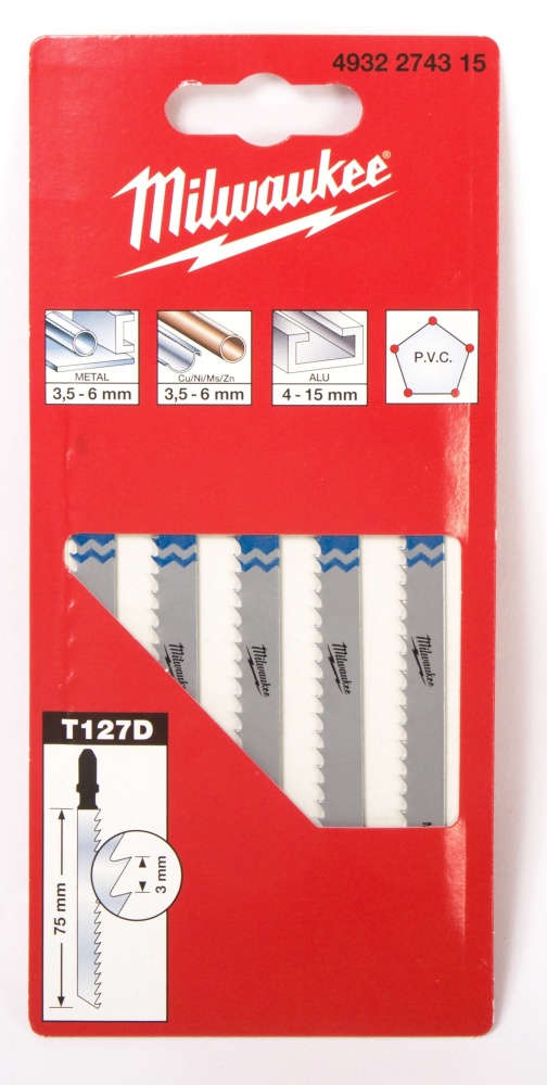 Milwaukee T127D plátky pro přímořaré pily (5ks) kov, plast, alu - 4932274315
