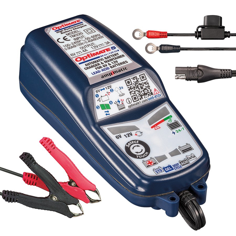 TECMATE OPTIMATE 5 Voltmatic/Select 6/12V 4/3A automatická nabíječka - TM222/TM320