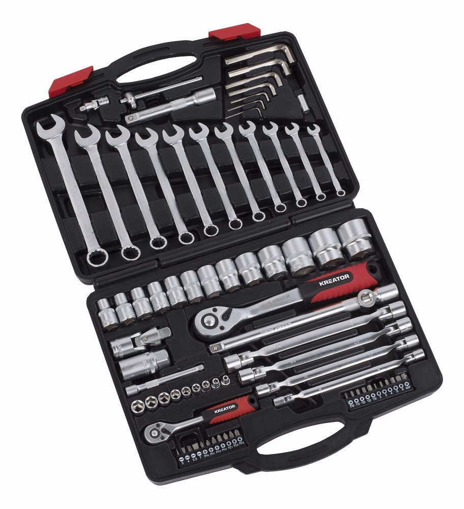 KREATOR KRT500121 77-dílná gola sada 1/2" , 1/4" v kufru