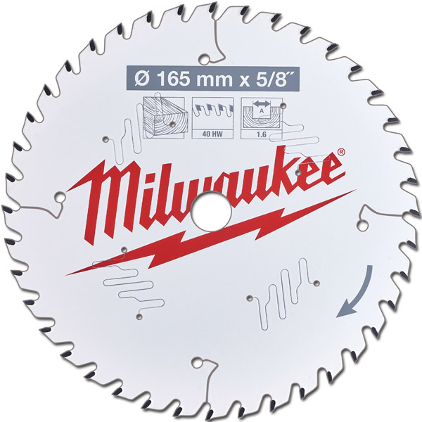 MILWAUKEE Pilový kotouč na dřevo 165x15,87x1,6mm, 40Z pro aku stroje - 4932471312