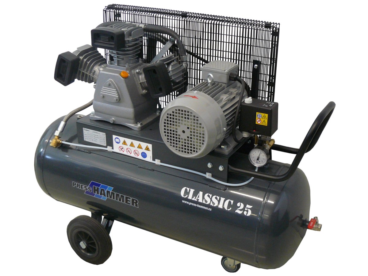 PRESS HAMMER CLASSIC 25/100 třípístový olejový kompresor 3kW, 400V, 100l