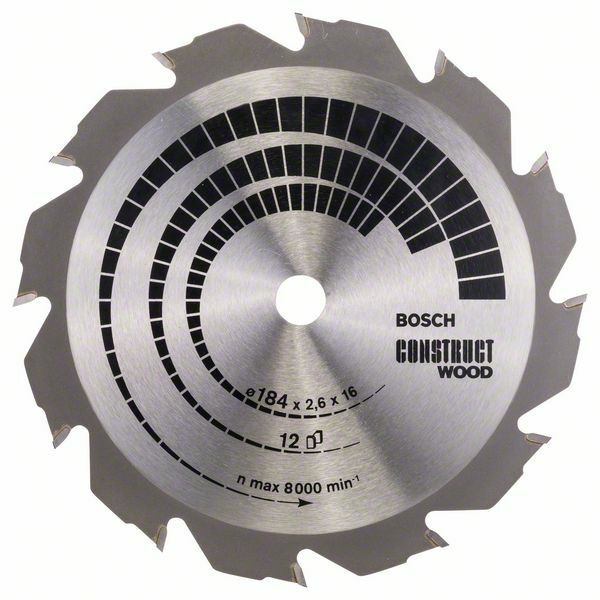 BOSCH Pilový kotouč Construct Wood - 184 x 16 x 2,6 mm, 12 - 2608641200