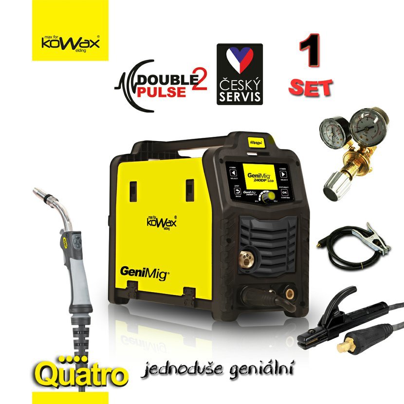 KOWAX GeniMig 240DP LCD SET 01QB Svařovací invertor MIG/MAG/LiftTIG/MMA + HOŘÁK + VENTIL