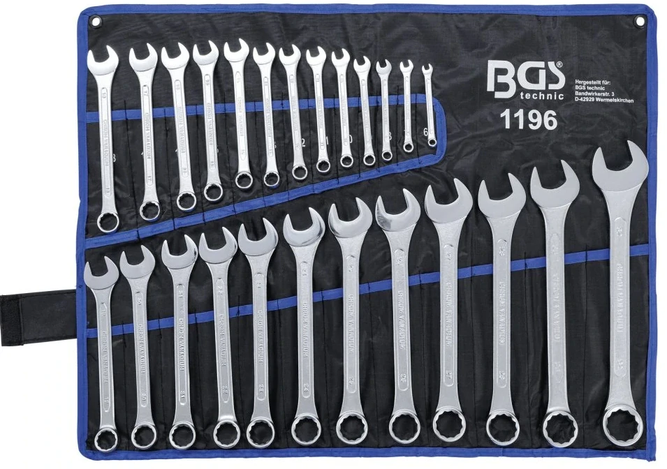 BGS 1196 Očkoploché klíče, velikosti 6-32 mm, sada 25 ks v obalu
