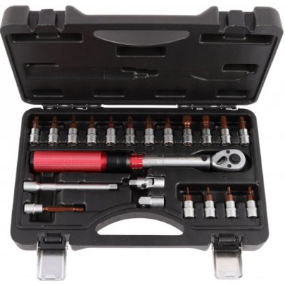 QUATROS QS59002 Momentový klíč 1/4", 2-15 Nm, přesný 3%, se zástrčnými hlavicemi, 21 ks