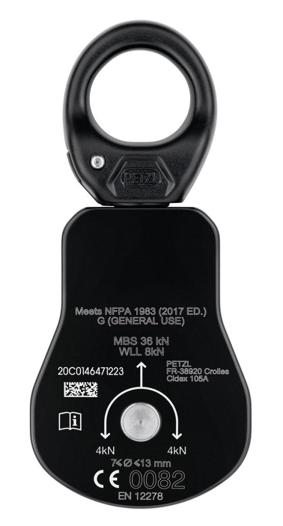 PETZL SPIN L1 kladka s otočným závěsem (swivelem) ČERNÁ