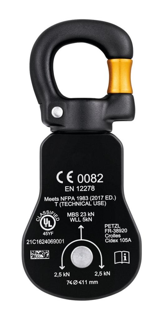 PETZL SPIN S1 OPEN jednostranná kladka s otočným závěsem (swivelem)