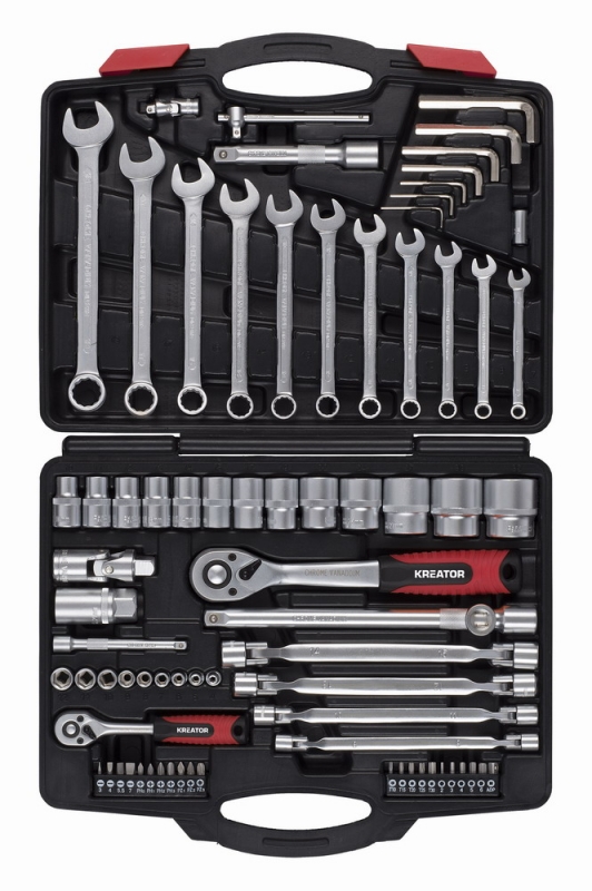 KREATOR KRT500121 77-dílná gola sada 1/2" , 1/4" v kufru