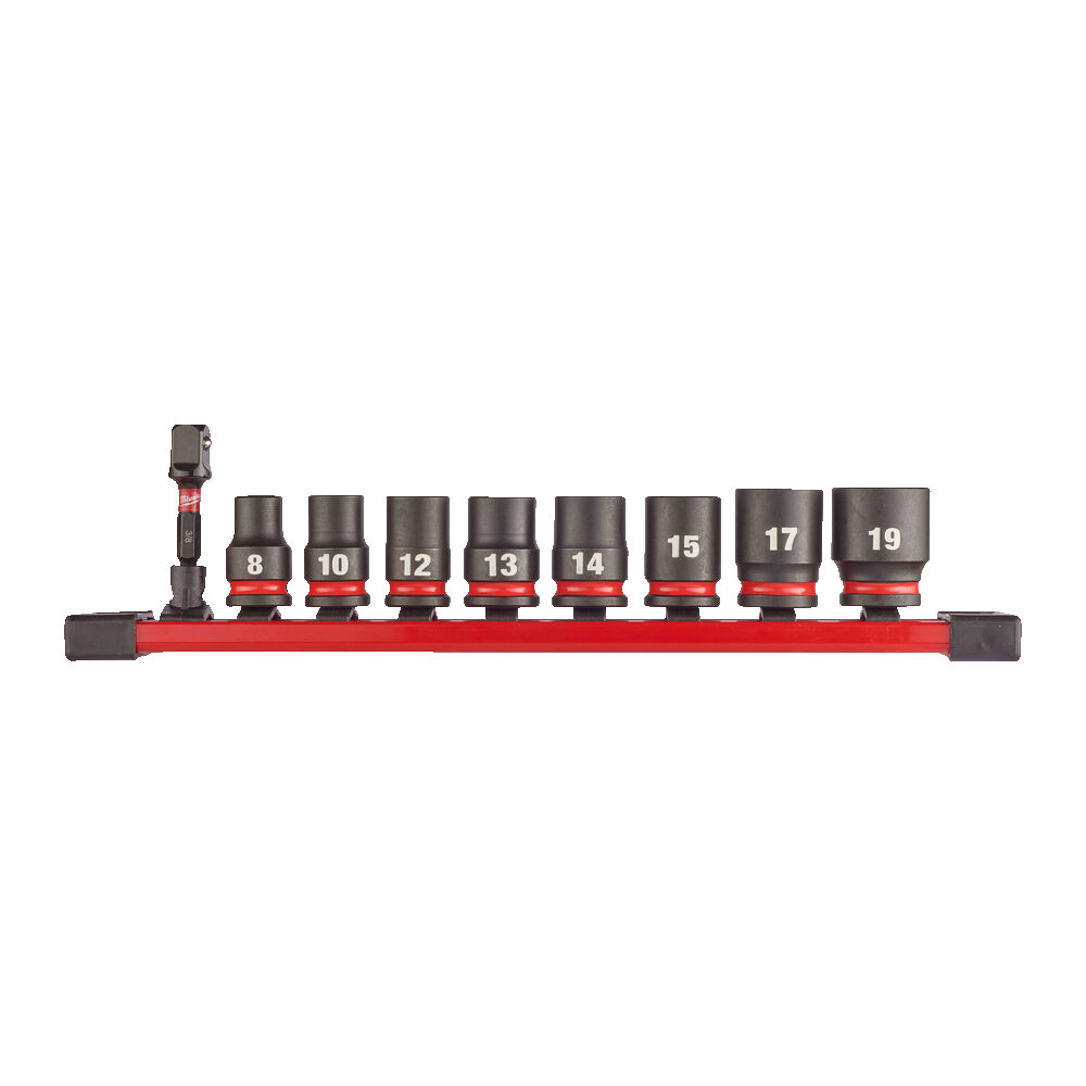 MILWAUKEE Sada průmyslových hlavic Shockwave 3/8" krátké ořechy 9ks - 4932480454