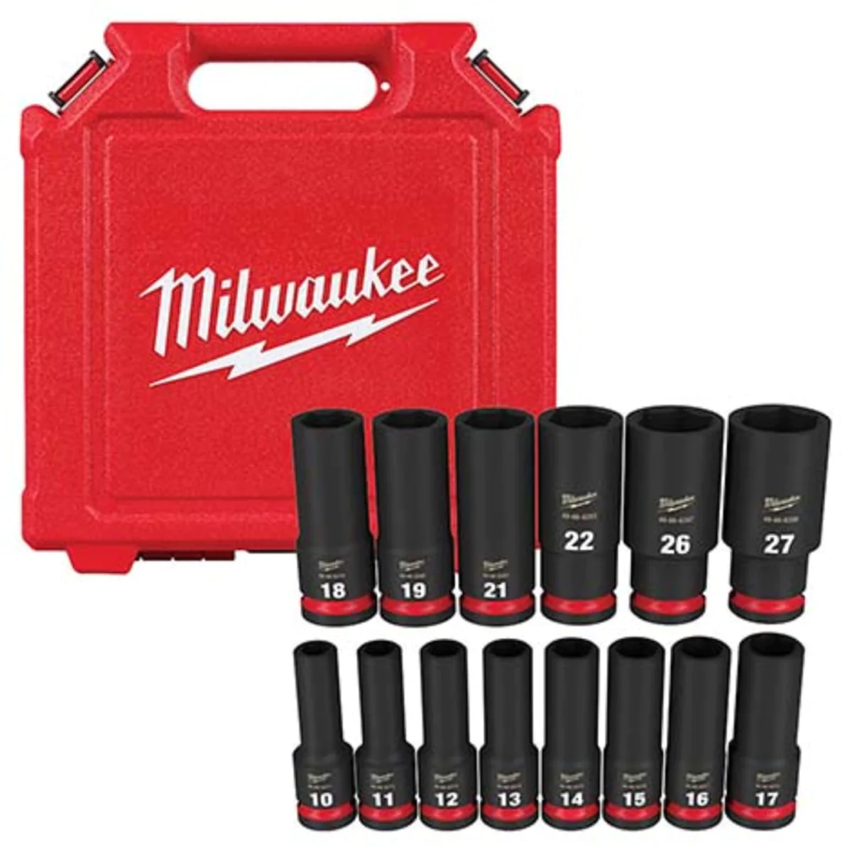 MILWAUKEE Průmyslové hlavice Shockwave 1/2" HEX sada 10ks prodloužené - 4932480457