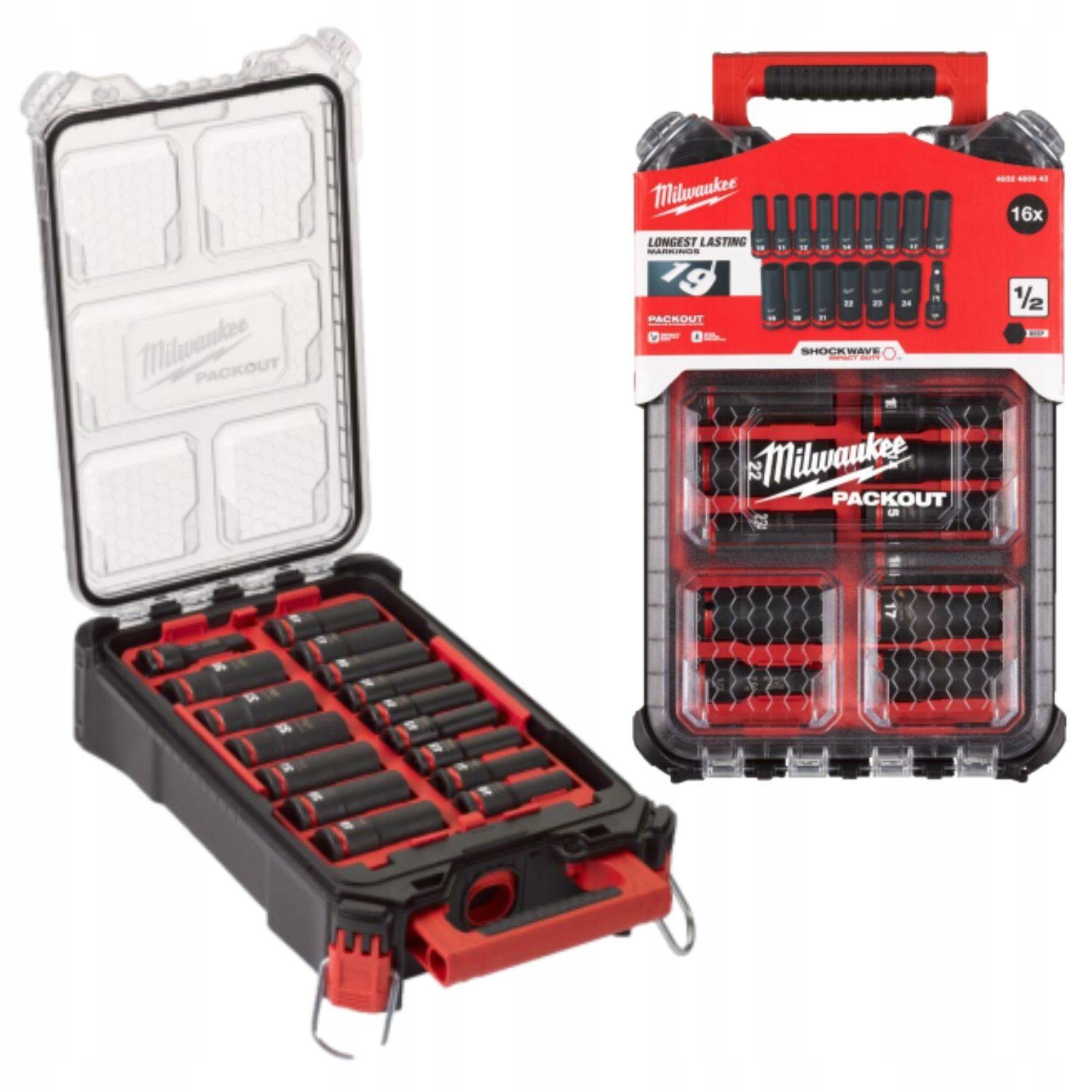 MILWAUKEE SADA PRŮMYSLOVÝCH HLAVIC 1/2" V ORGANIZÉRU PACKOUT - 4932480943