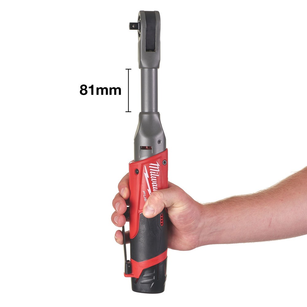 MILWAUKEE M12 FIR38LR-0 FUEL Aku ráčnový utahovák 3/8" 75 Nm, prodloužená hlava 82mm, 12V - 4933471500