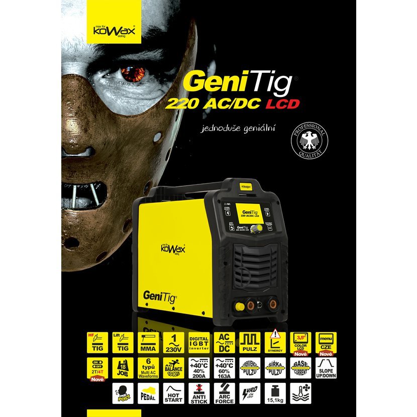 KOWAX® GeniTig® 220AC/DC LCD, Svařovací invertor TIG/MMA