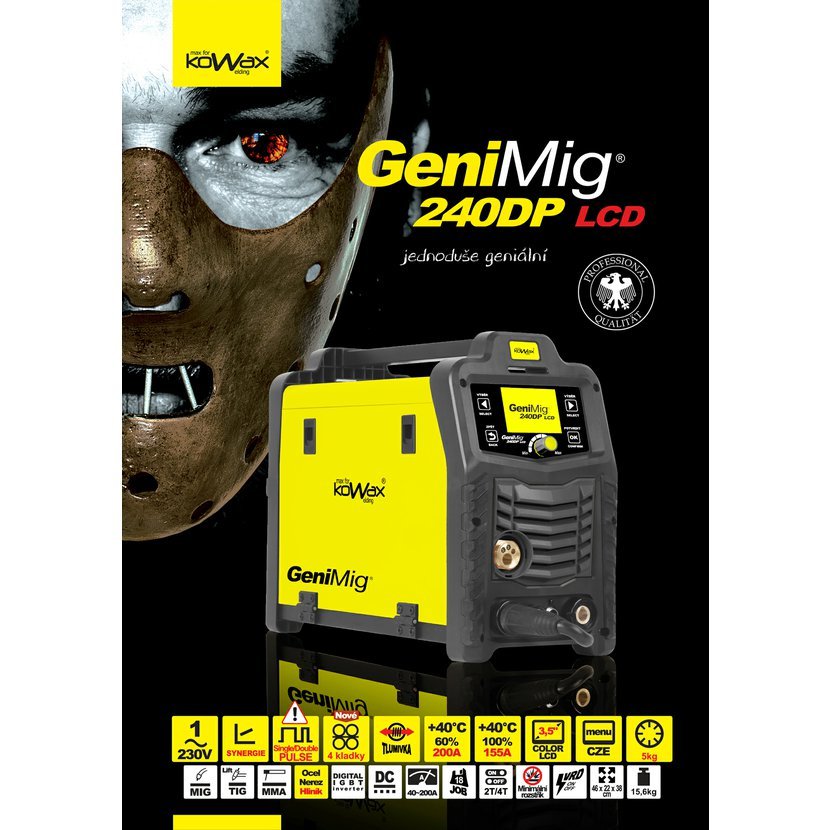 KOWAX® GeniMig®240DP LCD Svařovací invertor MIG/MAG/LiftTIG/MMA