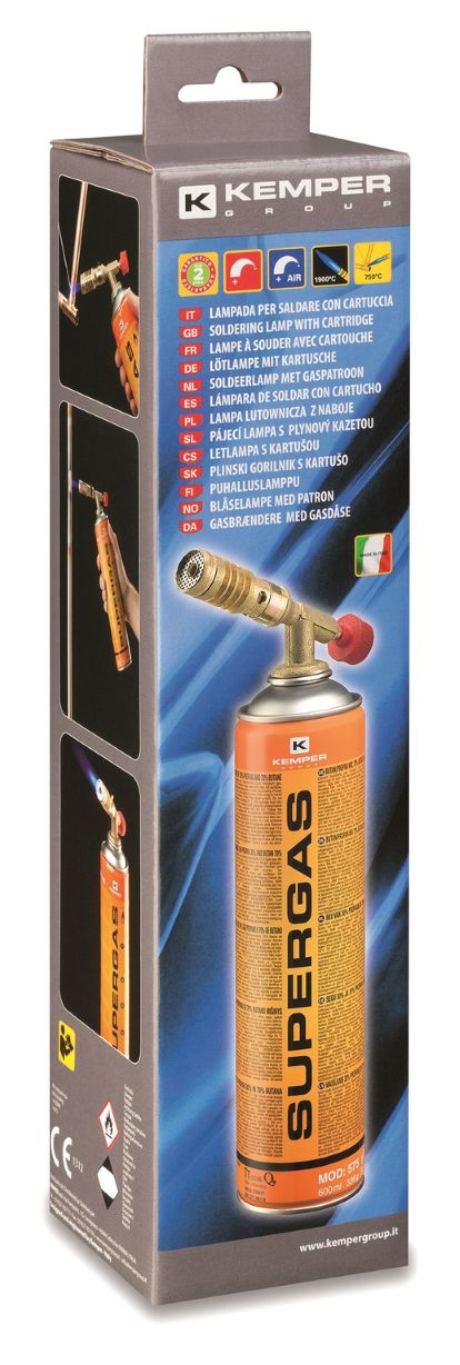 KEMPER KG1047 Hořák pájecí + SUPERGAS plynová kartuše 600 ml (330 g)