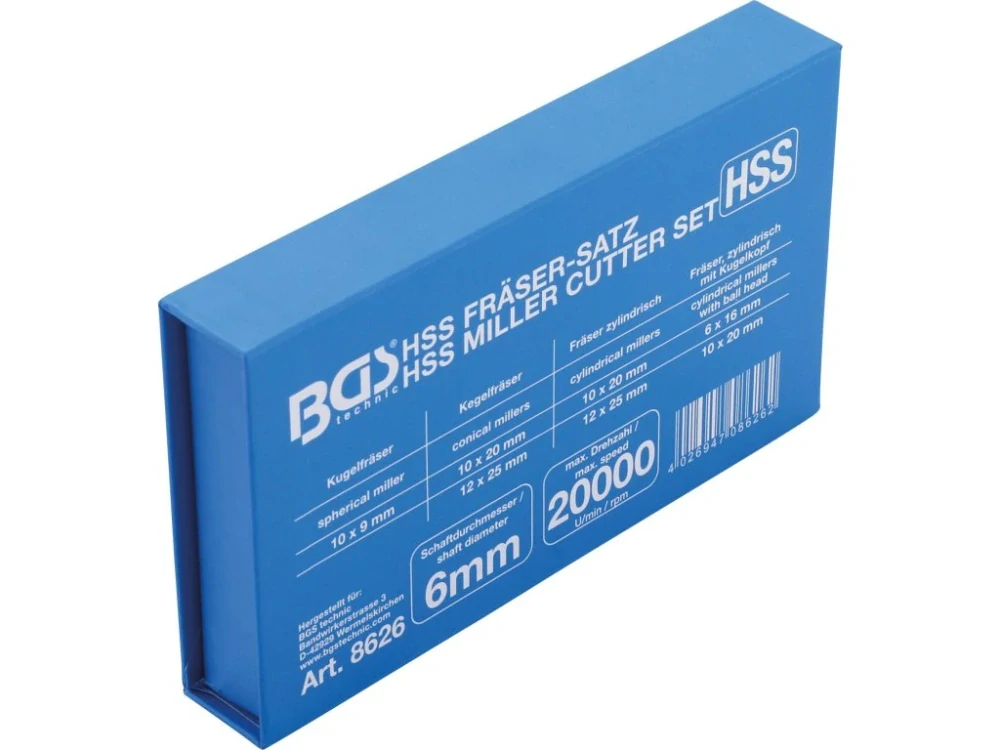 BGS 8626 Stopkové HM frézy, dřík 6 mm (Sada 7 dílů)