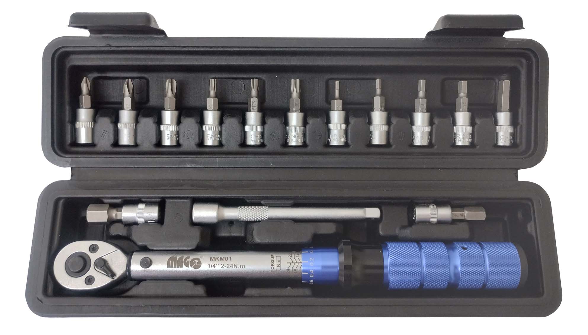 MAGG MKM01 Momentový klíč 1/4" 2-24 Nm pro jízdní kola - 13 hlavic