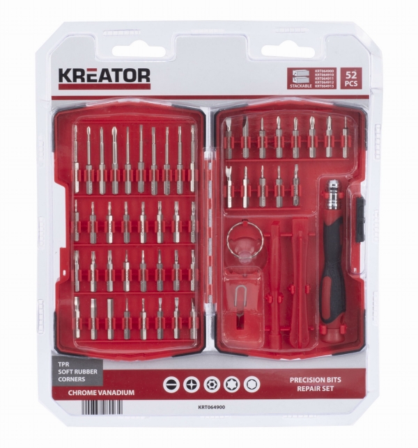 KREATOR KRT064900 Hodinářský šroubovák s bity 52ks