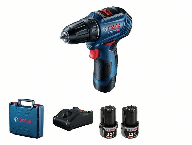 Bosch GSR 12V-30 Professional Aku vrtací šroubovák 2x2.0Ah, kufr - 06019G9000