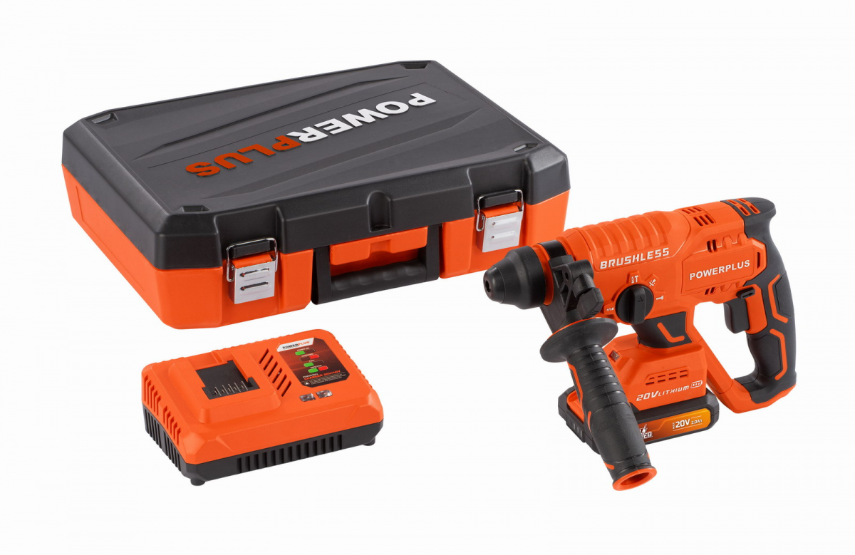 PowerPlus POWDP15640 Aku kombinované kladivo 20V/2,0Ah bezuhlíkové SET