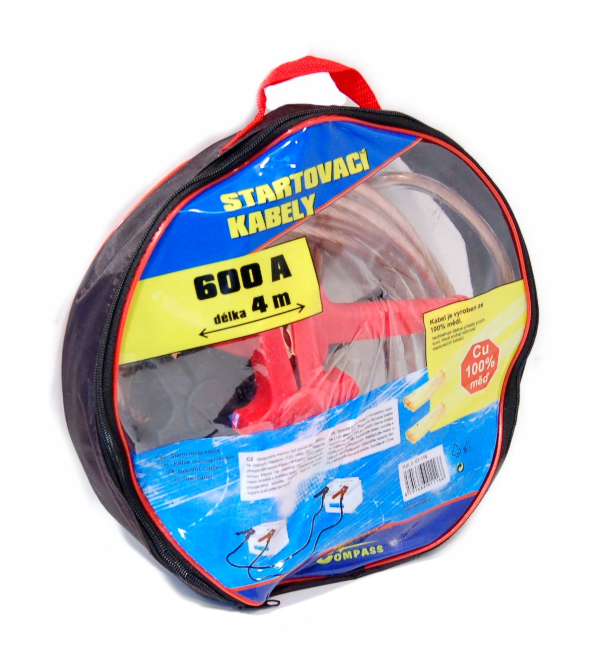 Compass 01116 Kabely startovací 600 A  4m 100% měď ZIPPER BAG