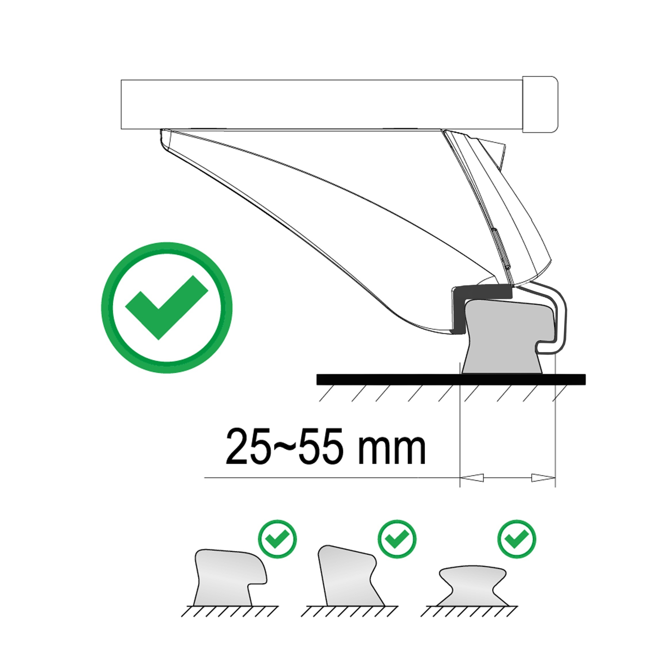 Compass 02316 Příčný nosník zamykací hliníkový 135cm ALU-INTEGRAL TÜV