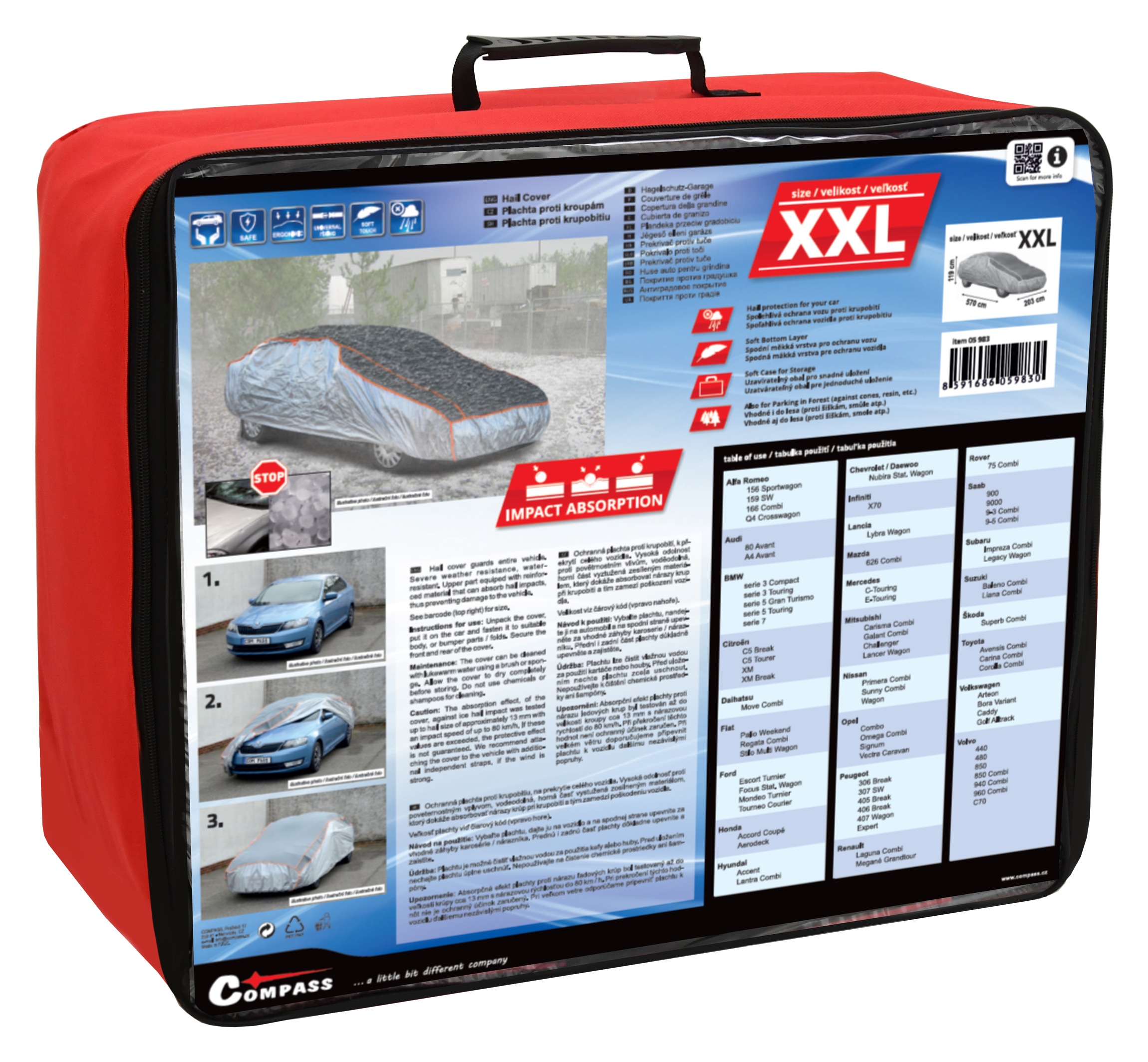 Compass 05983 Ochranná plachta proti kroupám XXL 570×203×119cm