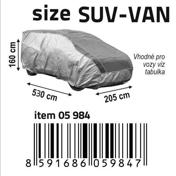 Compass 05984 Ochranná plachta proti kroupám SUV-VAN 530×205×160cm