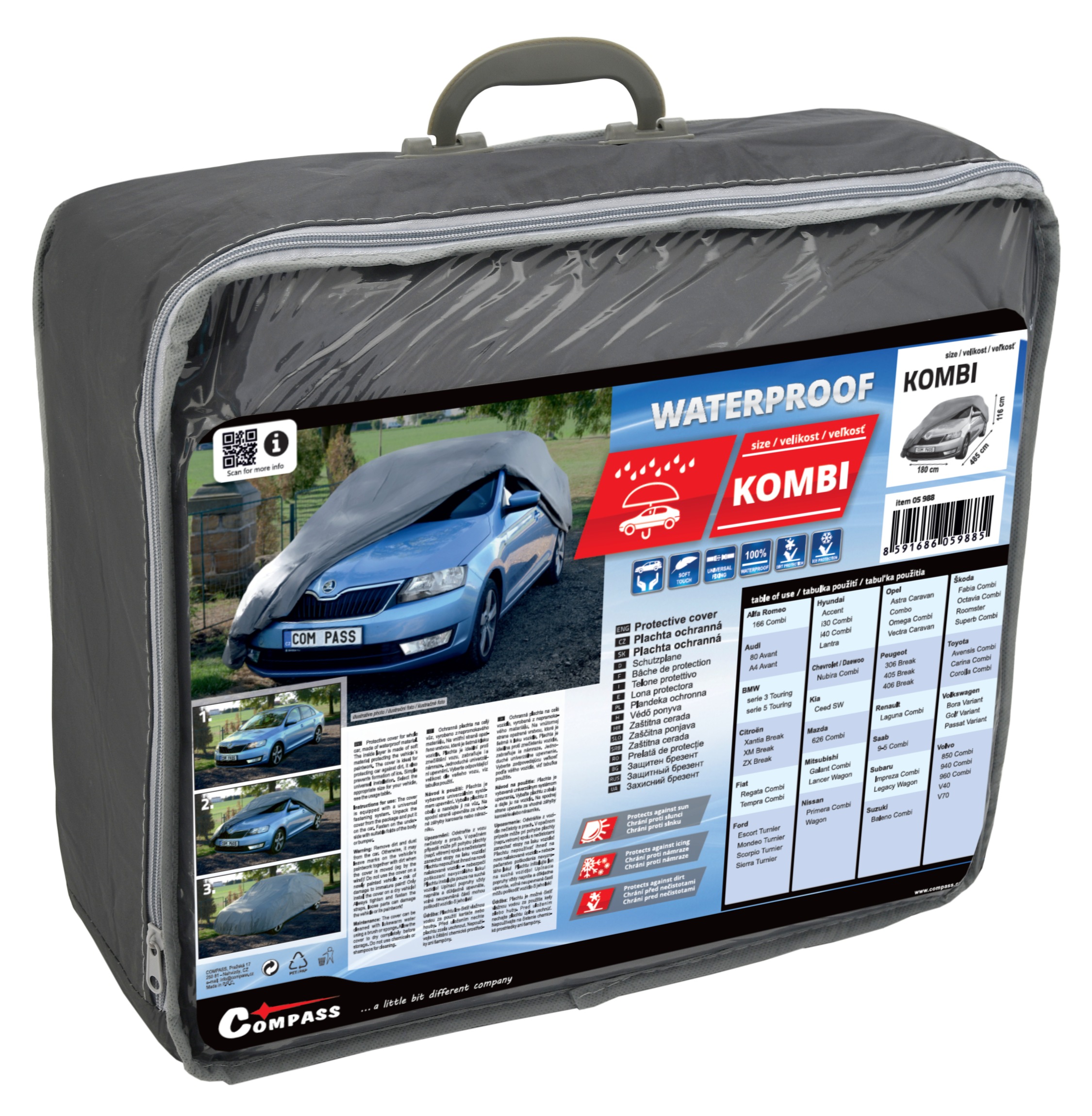 Compass 05988 Ochranná plachta FULL  KOMBI 485x180x116cm 100% WATERPROOF