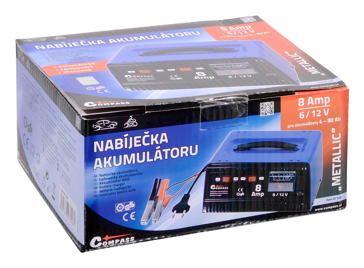 Compass 07148 Nabíječka 8Amp 6/12V TÜV/GS METALLIC