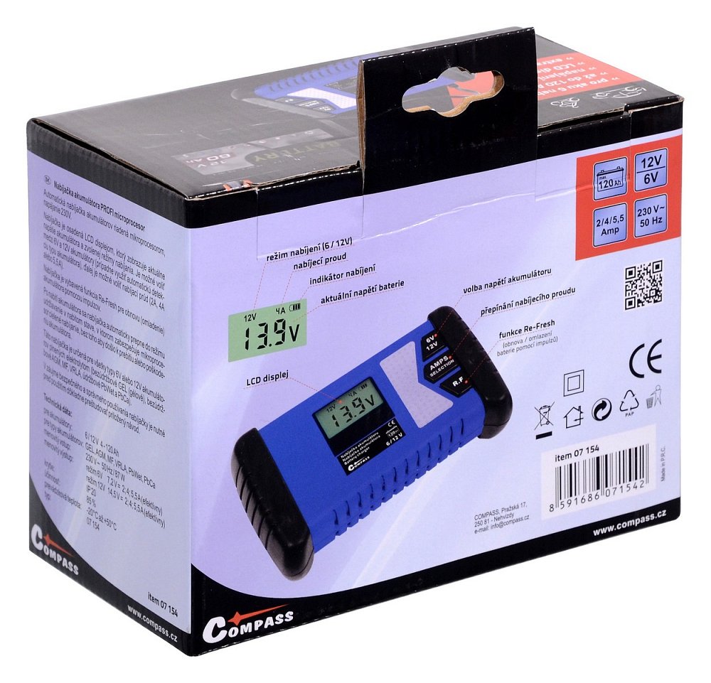 Compass 07154 Nabíječka PROFI microprocesor 6/12V PB/GEL/AGM