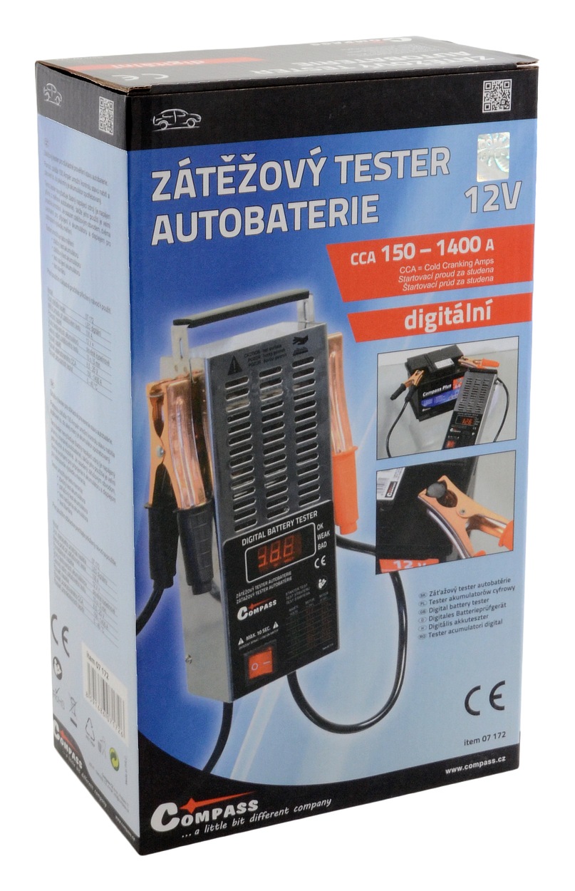 Compass 07172 Tester autobaterie zátěžový LED, 100A