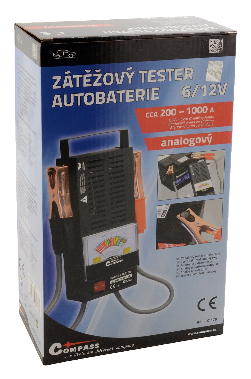 Compass 07173 Tester autobaterie zátěžový ANALOG, 100A
