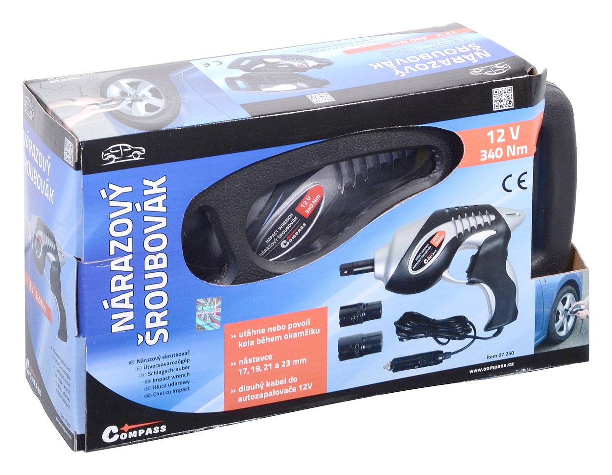 Compass 07250 Rázový utahovák na kola 12V, 100W, 340Nm