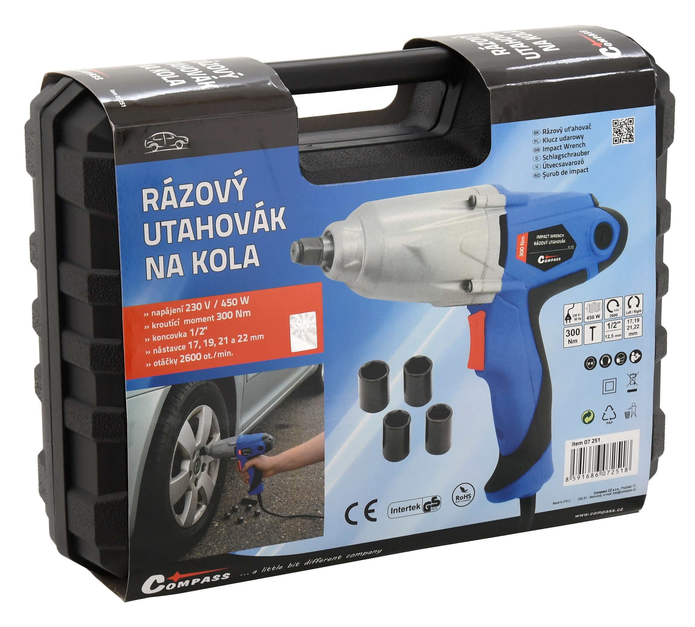 Compass 07251 Rázový utahovák na kola 230V, 450W, 300Nm