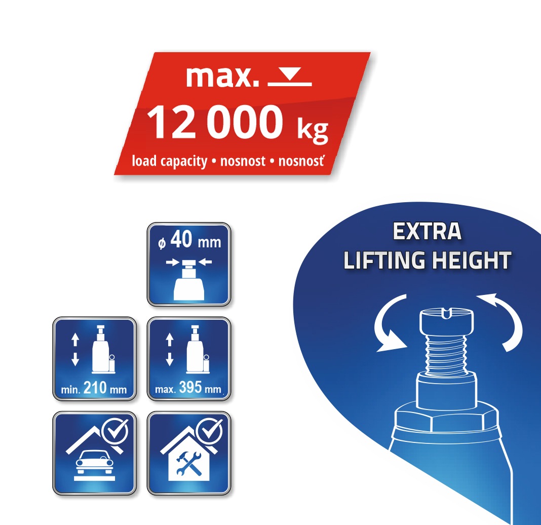 COMPASS 09212 Hever hydraulický 12 t  TÜV, GS, CE