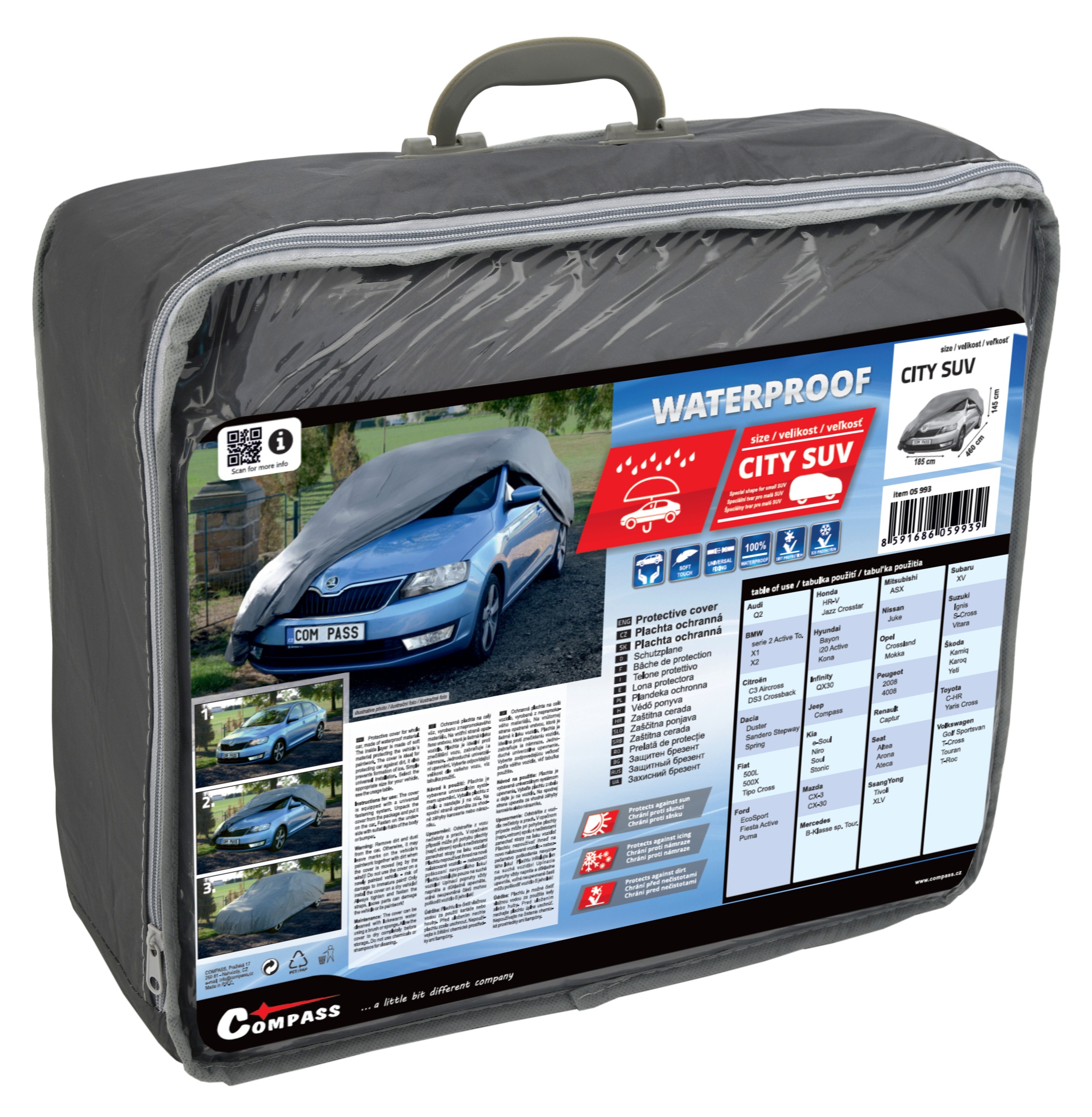 Compass 05993 Ochranná plachta FULL CITY SUV 460x185x145cm 100% WATERPROOF
