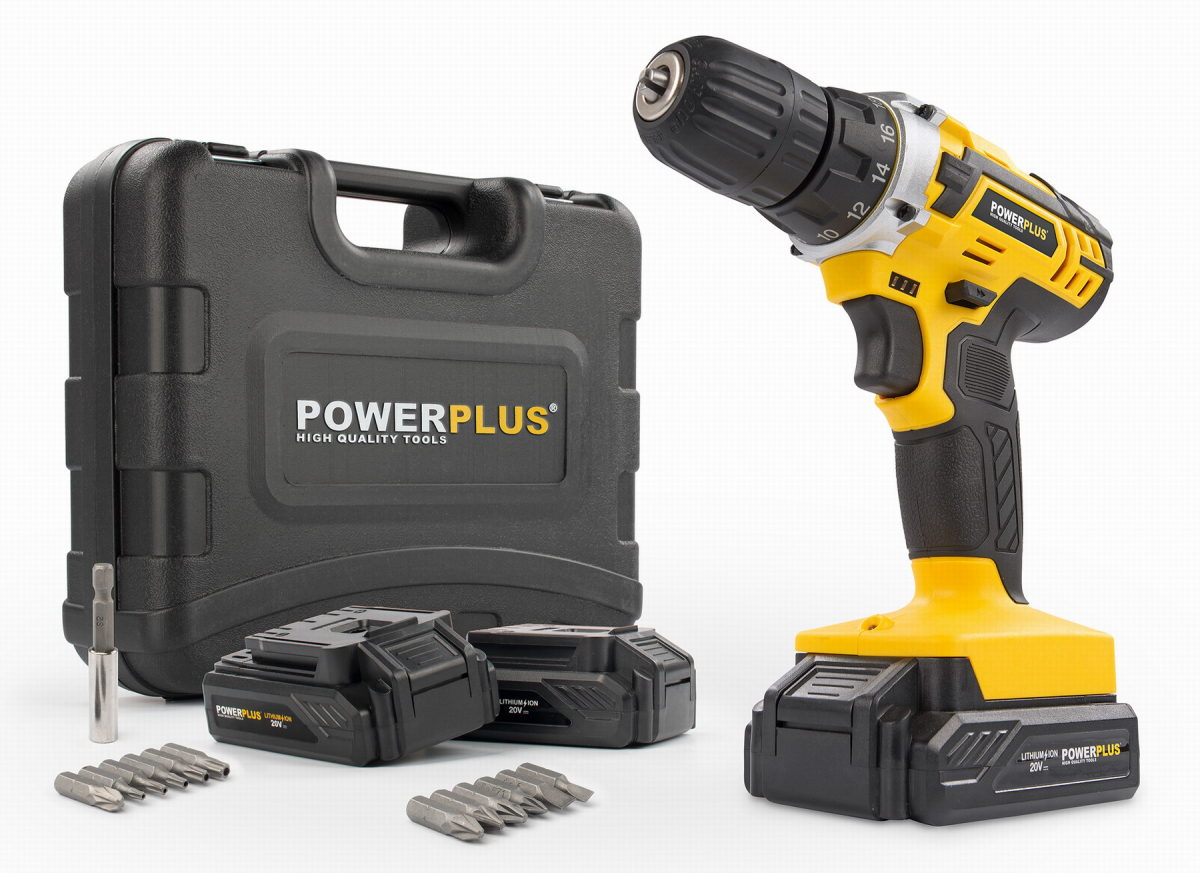 PowerPlus POWX00501 Aku šroubovák / vrtačka 20V LI, 3x 1,3Ah