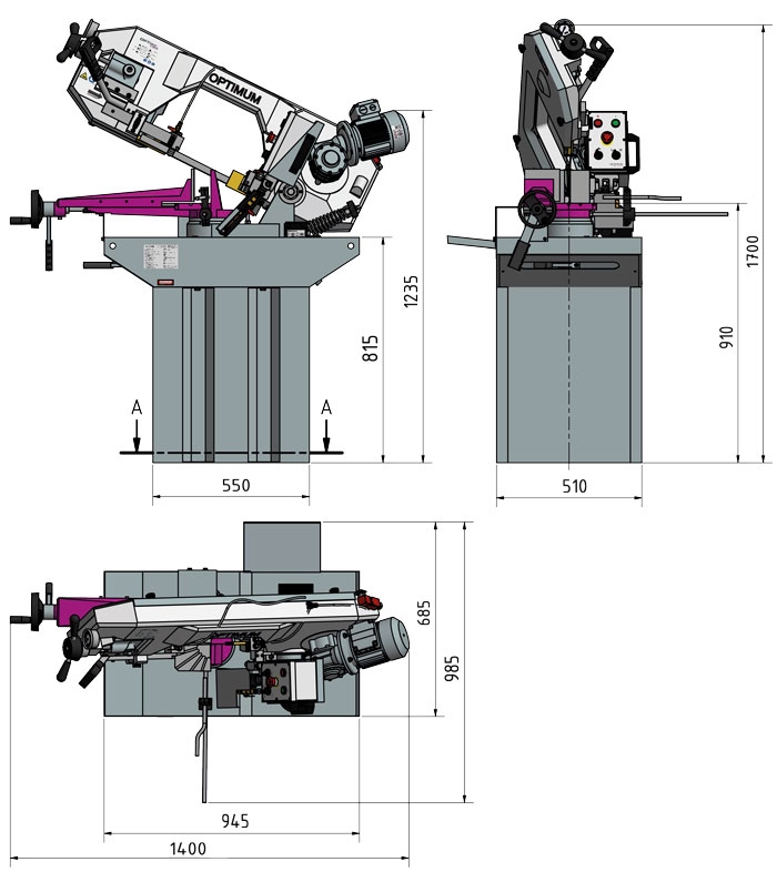 Optimum OPTIsaw S 275 N Pásová pila na kov