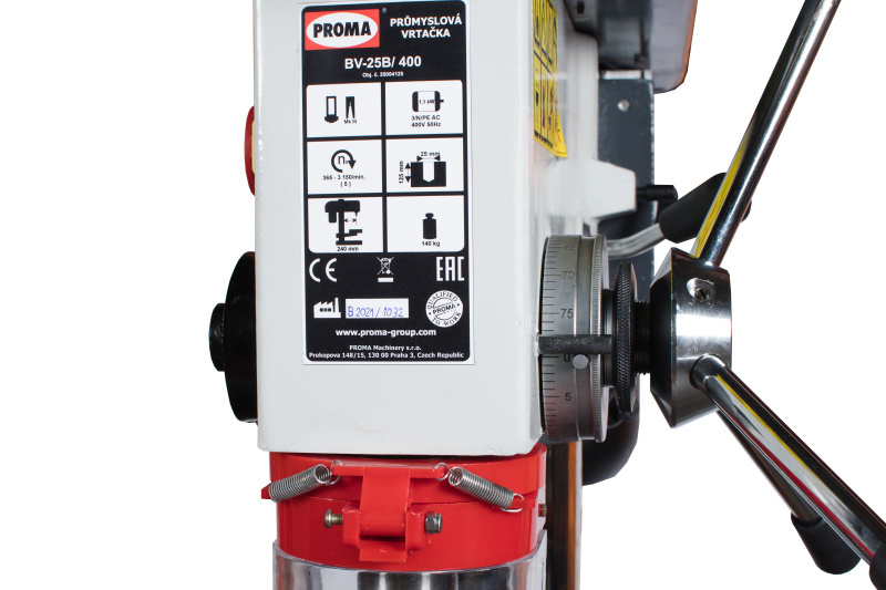 PROMA BV-25B/400 Průmyslová vrtačka 1100W, 400V