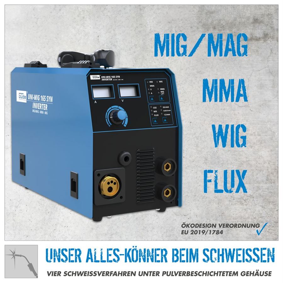 GÜDE UNI-MIG 165 SYN UNIVERZÁLNÍ SVÁŘEČKA MIG-MAG, MMA, TIG, FLUX - 20077