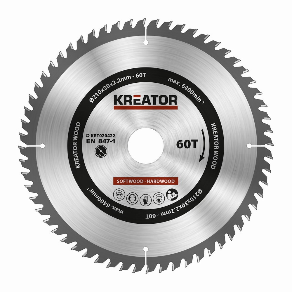 KREATOR KRT020422 Pilový kotouč na dřevo 210mm, 60T