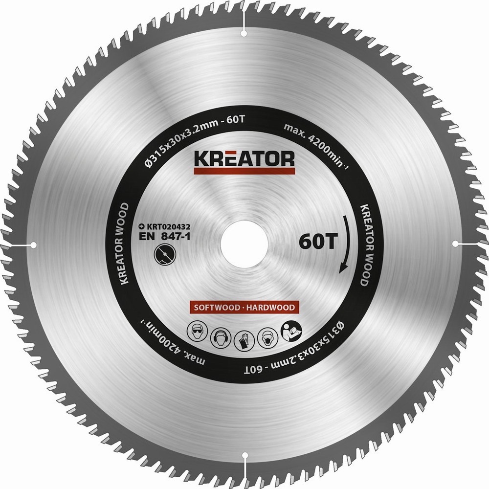 KREATOR KRT020432 Pilový kotouč na dřevo 315mm, 60T