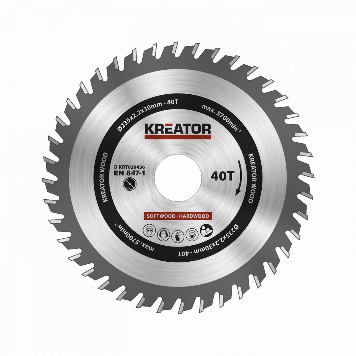KREATOR KRT020436 Pilový kotouč na dřevo 235mm 40T
