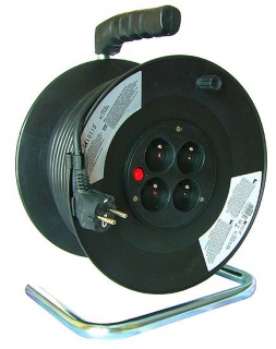 Solight PB02 Prodlužovací kabel 3x1,5mm2 buben 50m, 4x zásuvky, černý